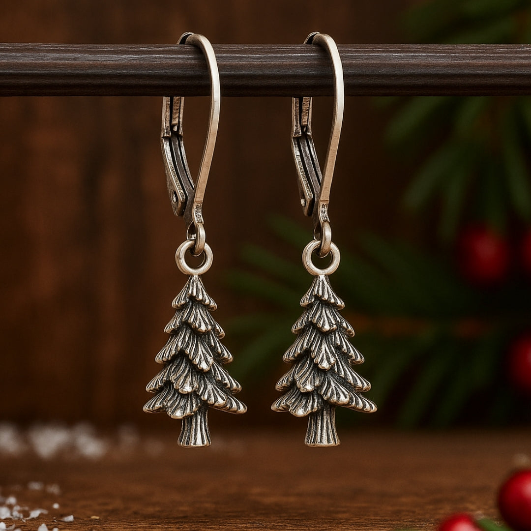 Silver Evergreen Hoop earrings