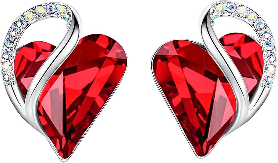 Infinity Heart Ruby Earrings | White Gold