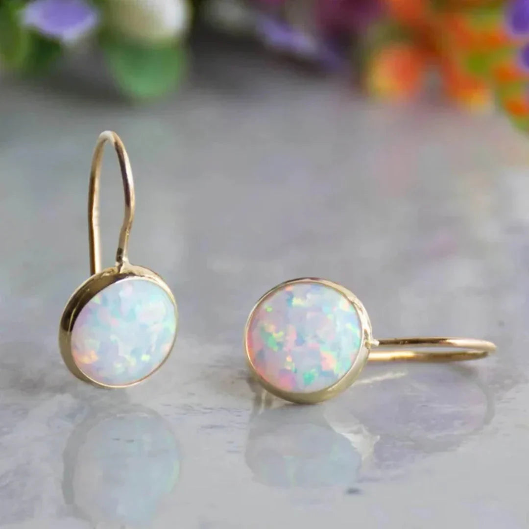 Antique Opal Glow Earrings | Gold