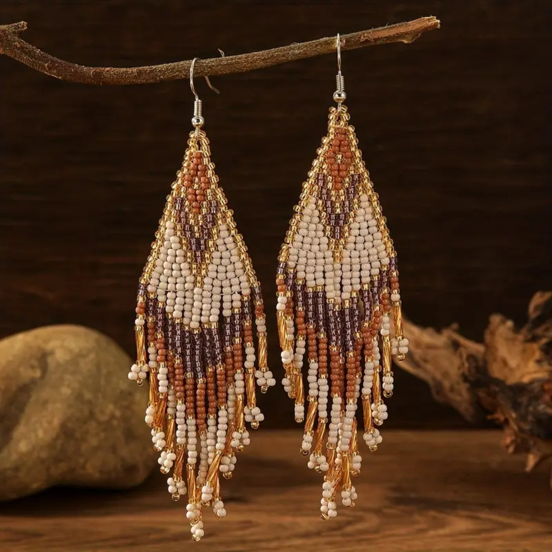 Dangling Brown Mandala Earrings