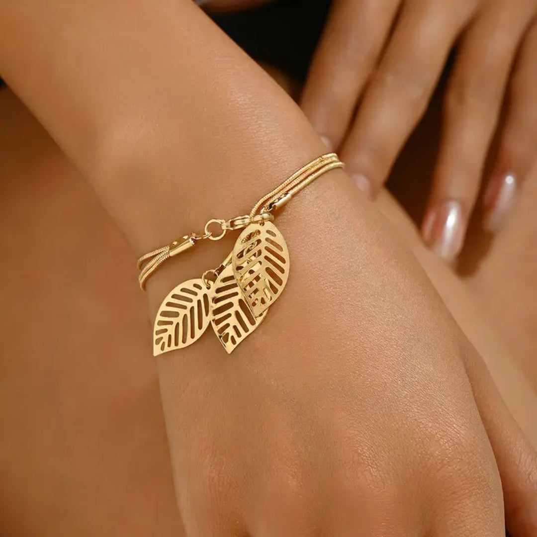 Leaf Gold Charm Bracelet