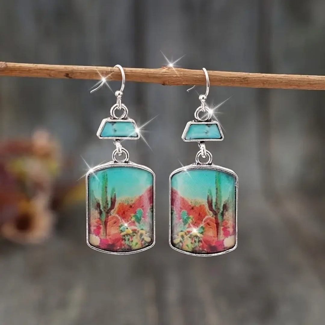 Handpainted Cactus Earrings