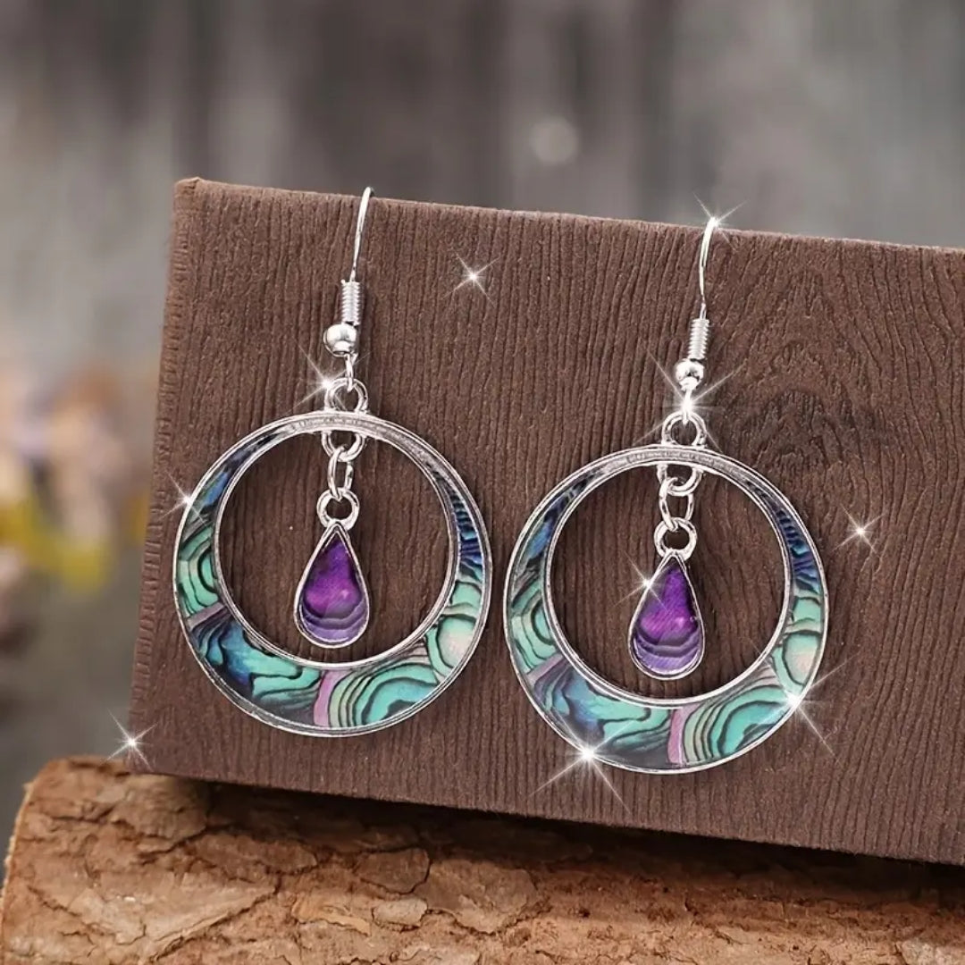 Purple Drop Chromatic Hoop Earrings