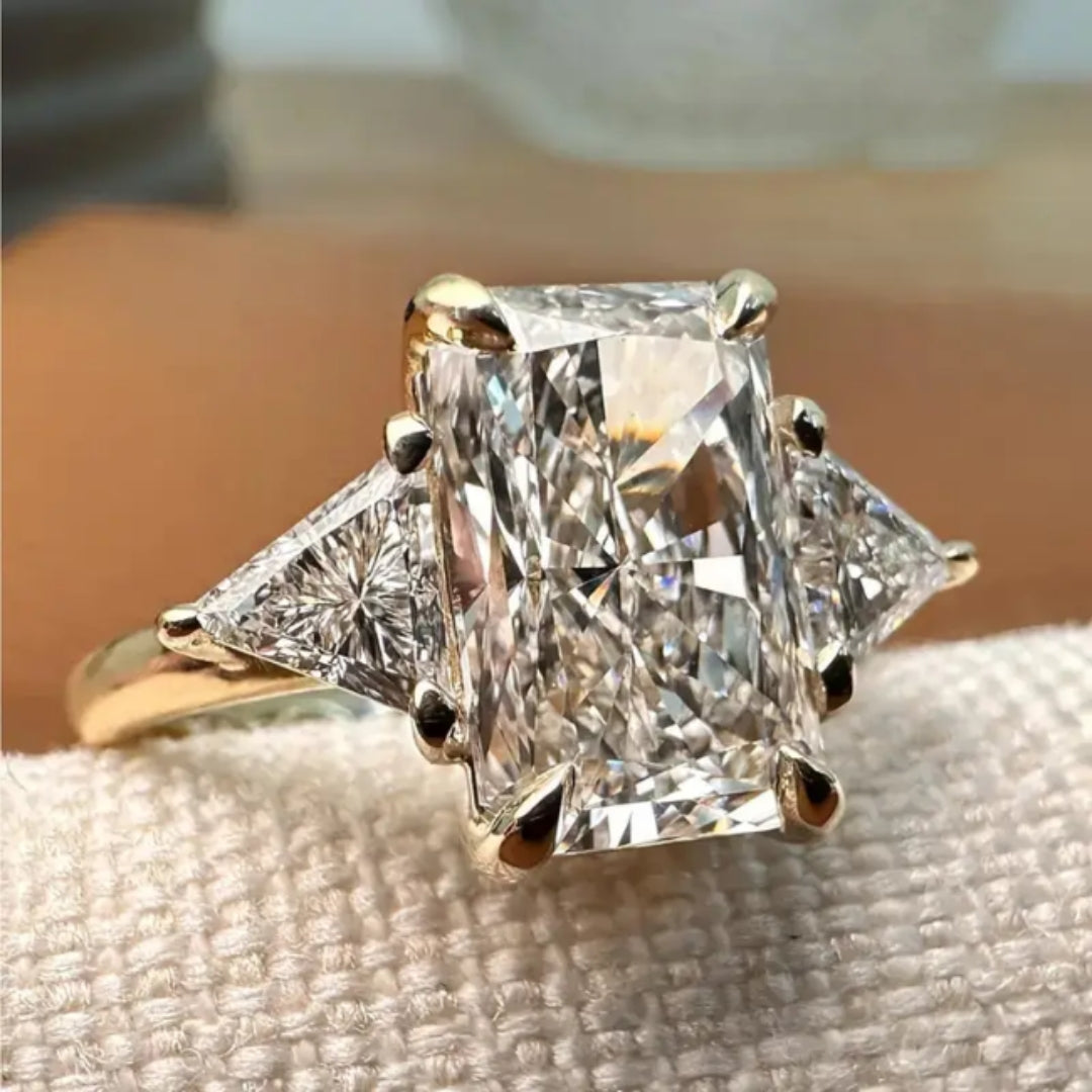 Cubic White Glass Ring