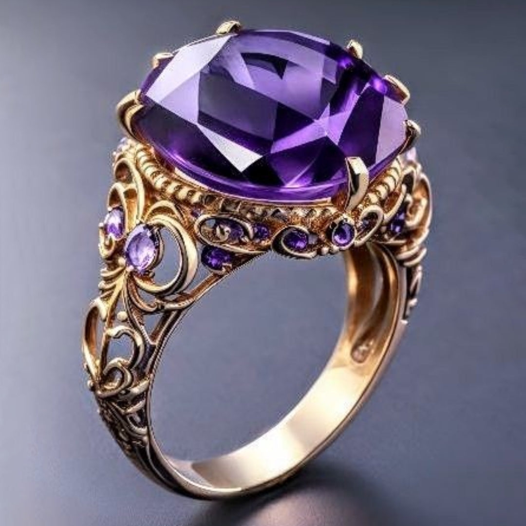 Exotic Violet Crystalline Gold Ring