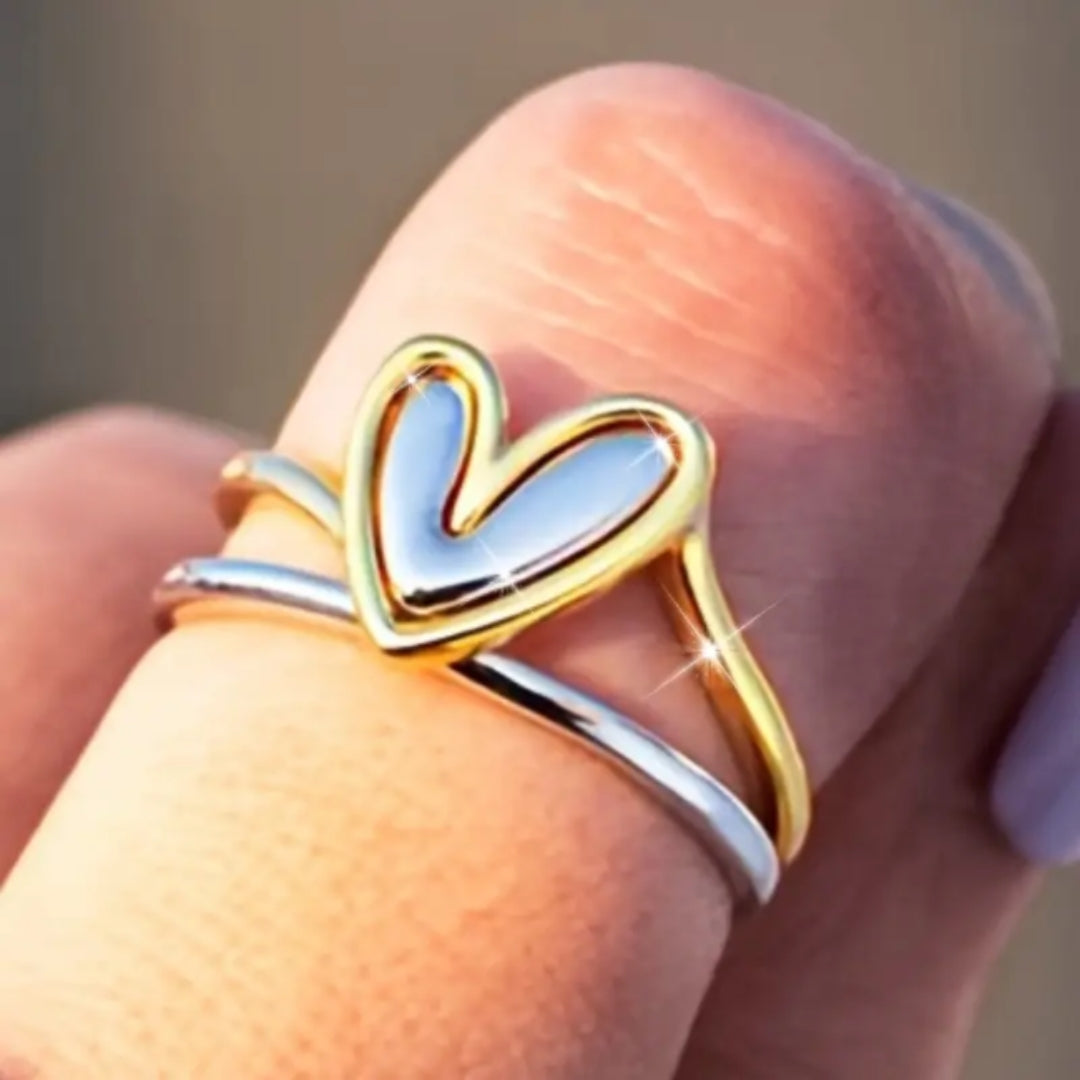 Gold & Silver Plated Heart Ring