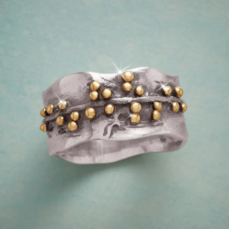 Gold Beads Silvered Ring
