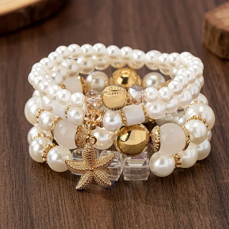White Pearl Gold Bracelet Pack
