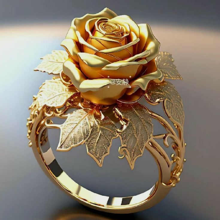 Exotic Golden Blossom Ring