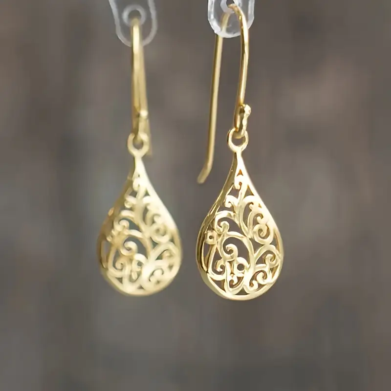 Mandala Drop Golden Earrings