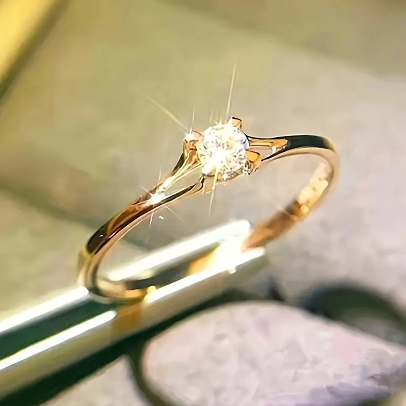 White Glass Fine Golden Ring