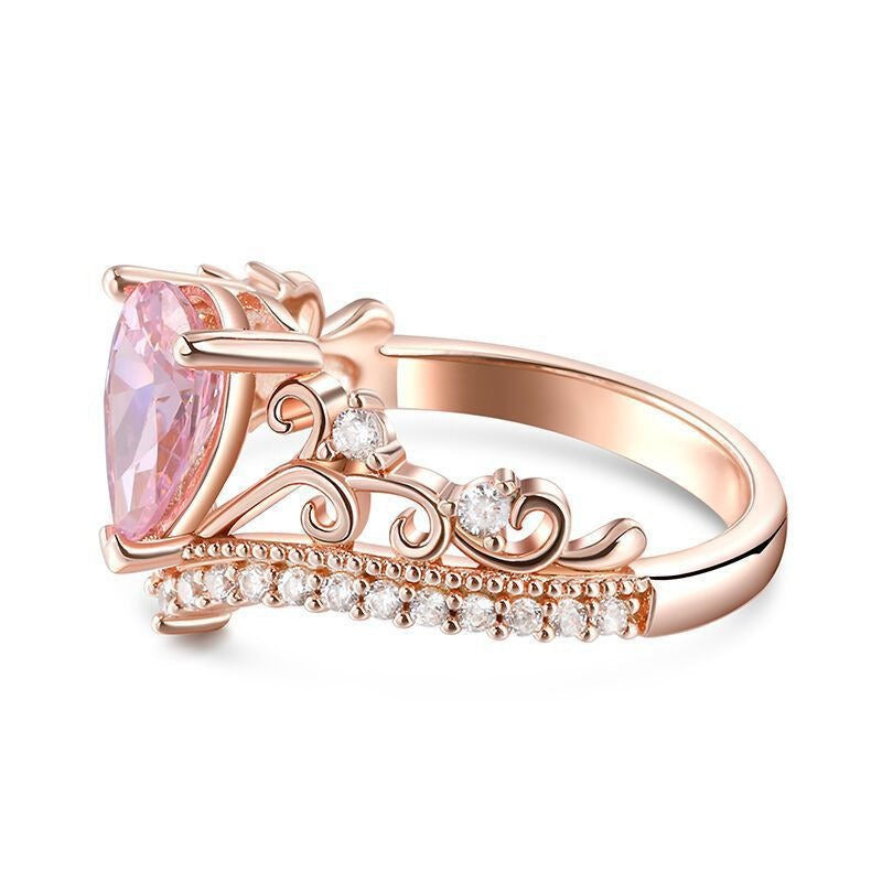 Morganite Crystal Crown Ring | Rose Gold