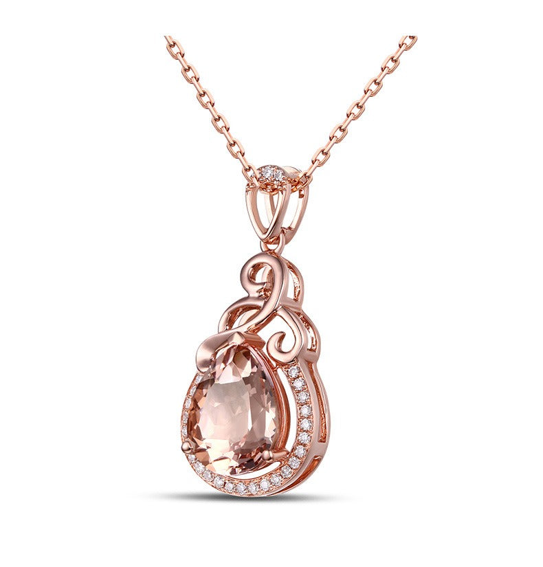 Morganite Teardrop Necklace | Rose Gold