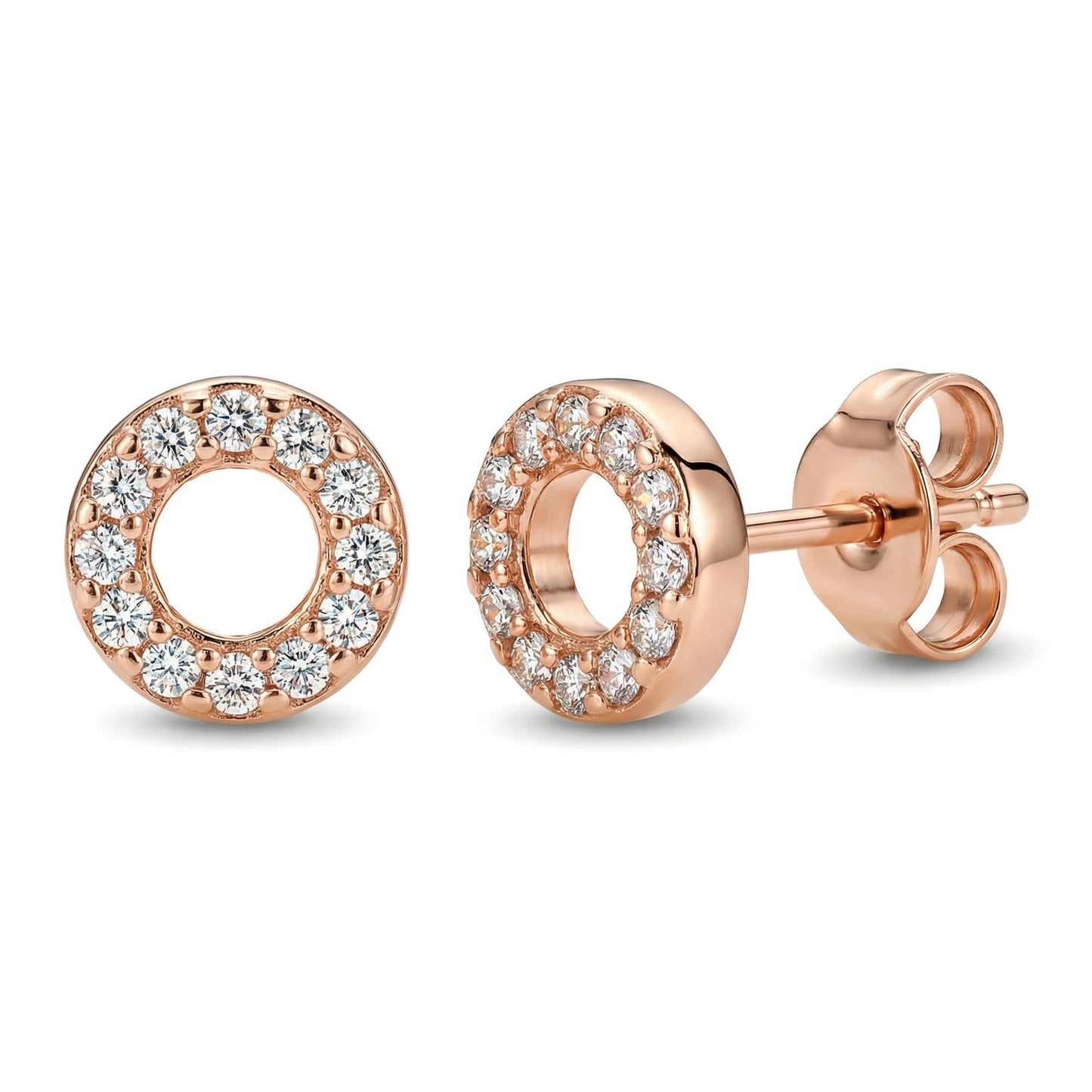 Halo Crystal Stud Earrings | Rose Gold