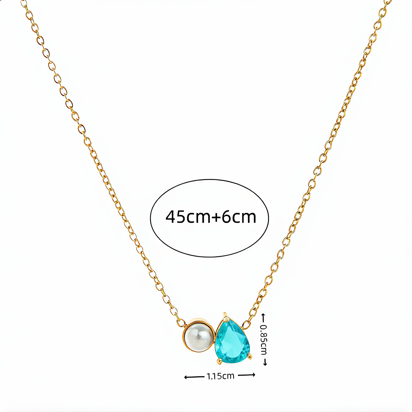Aquamarine and Pearl Pendant Necklace | Gold