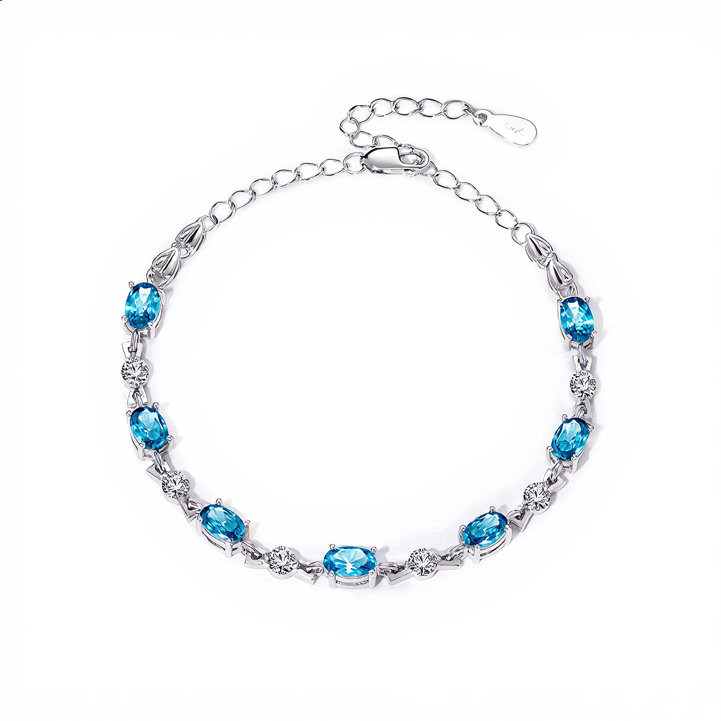 Luxury Blue Gemstone Bracelet | Silver