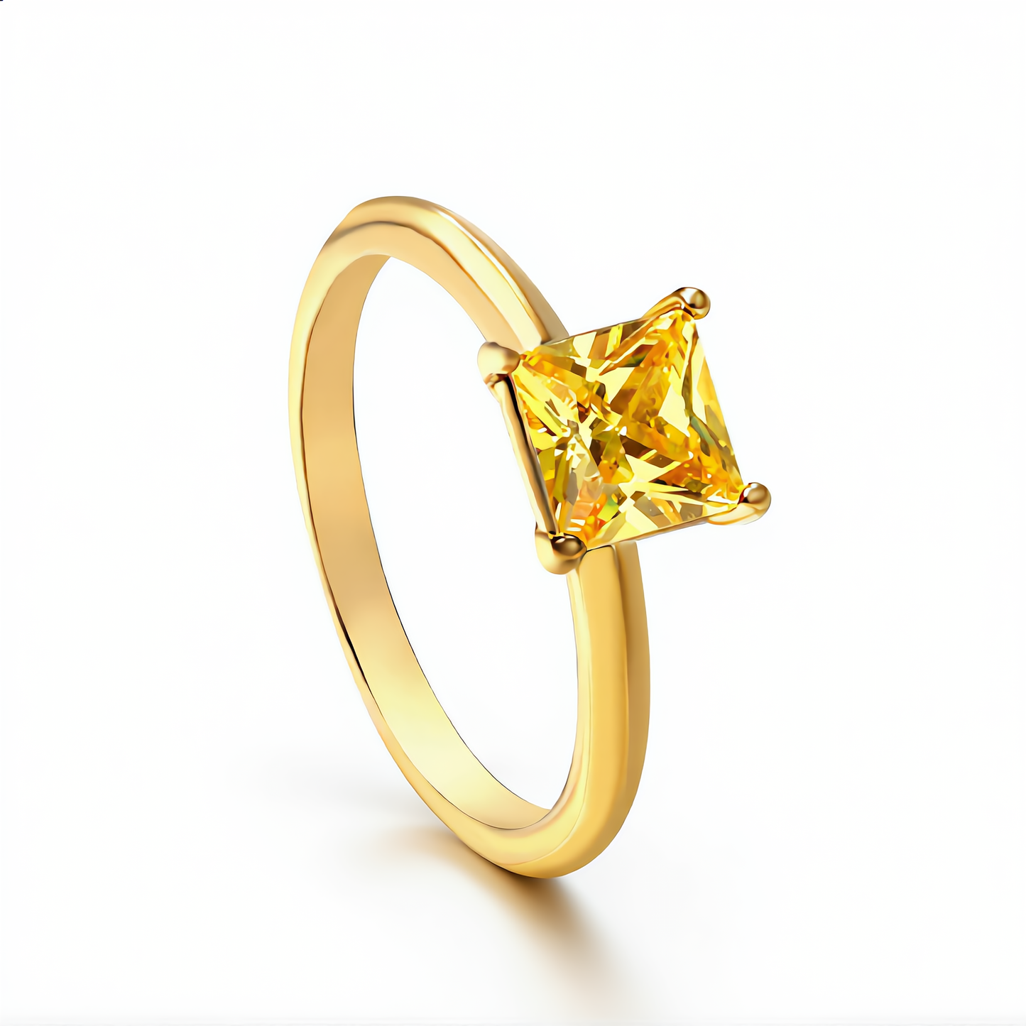 Square Crystal Ring | Gold
