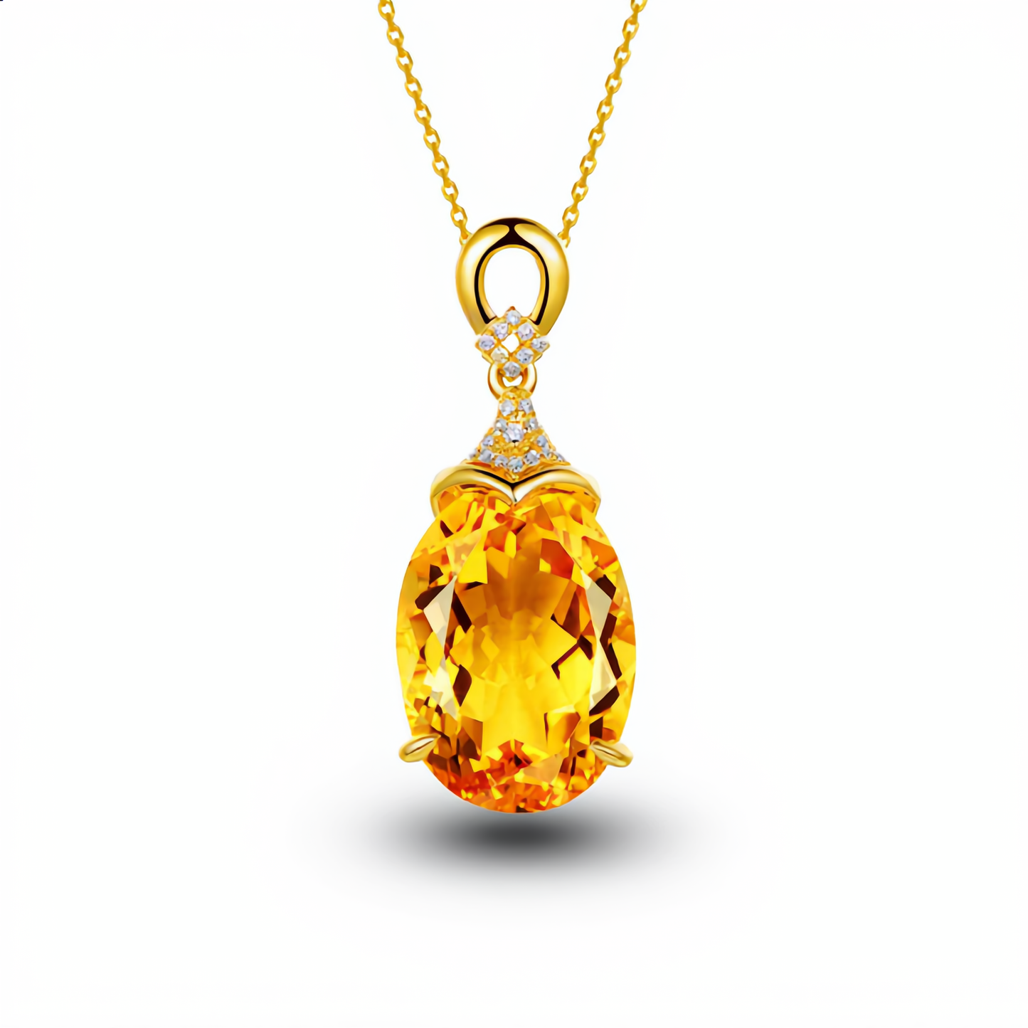 Golden Citrine Pendant Necklace | Gold