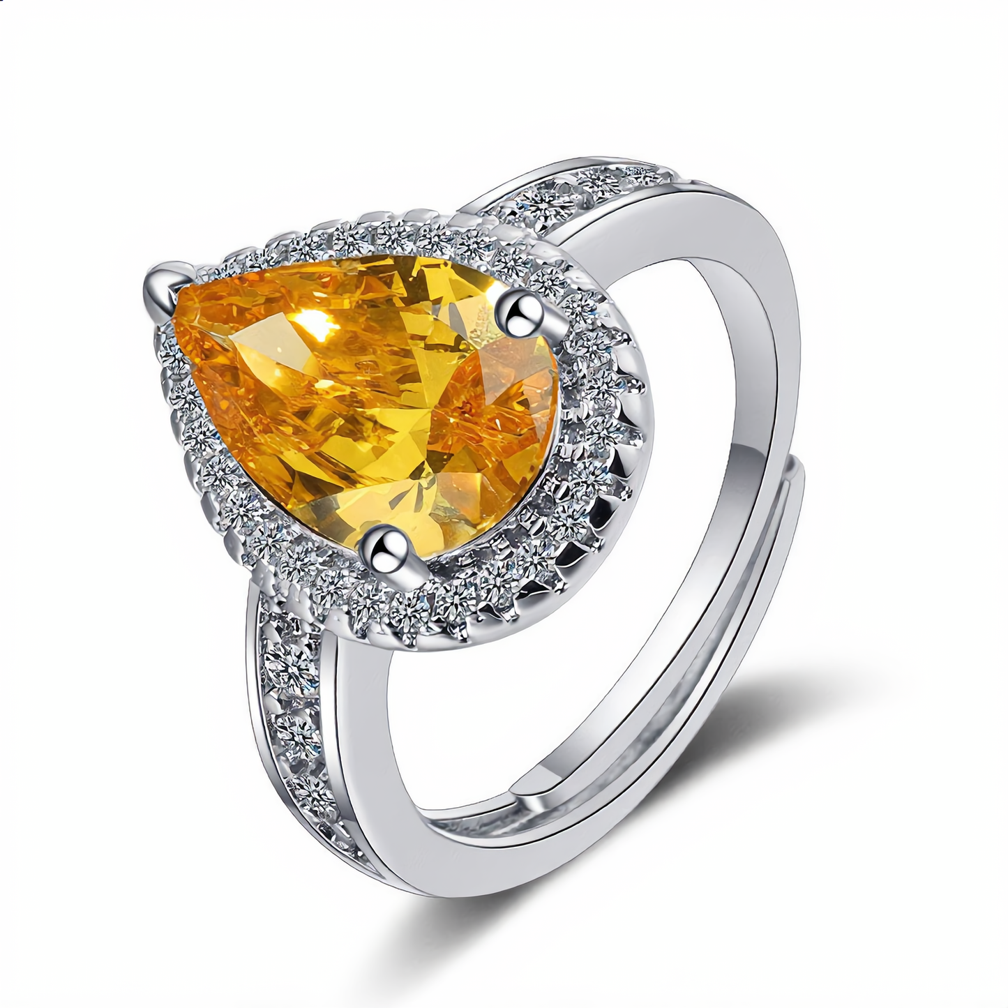 Luxury Golden Teardrop Ring | Silver