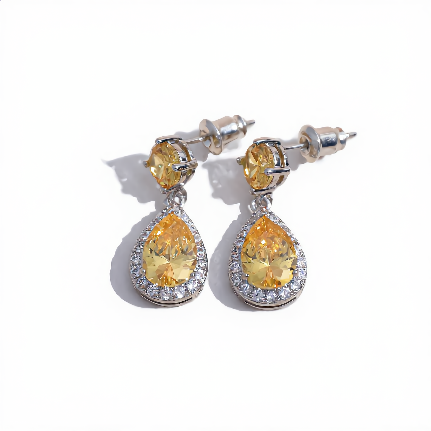 Elegant Teardrop Crystal Earrings | Silver