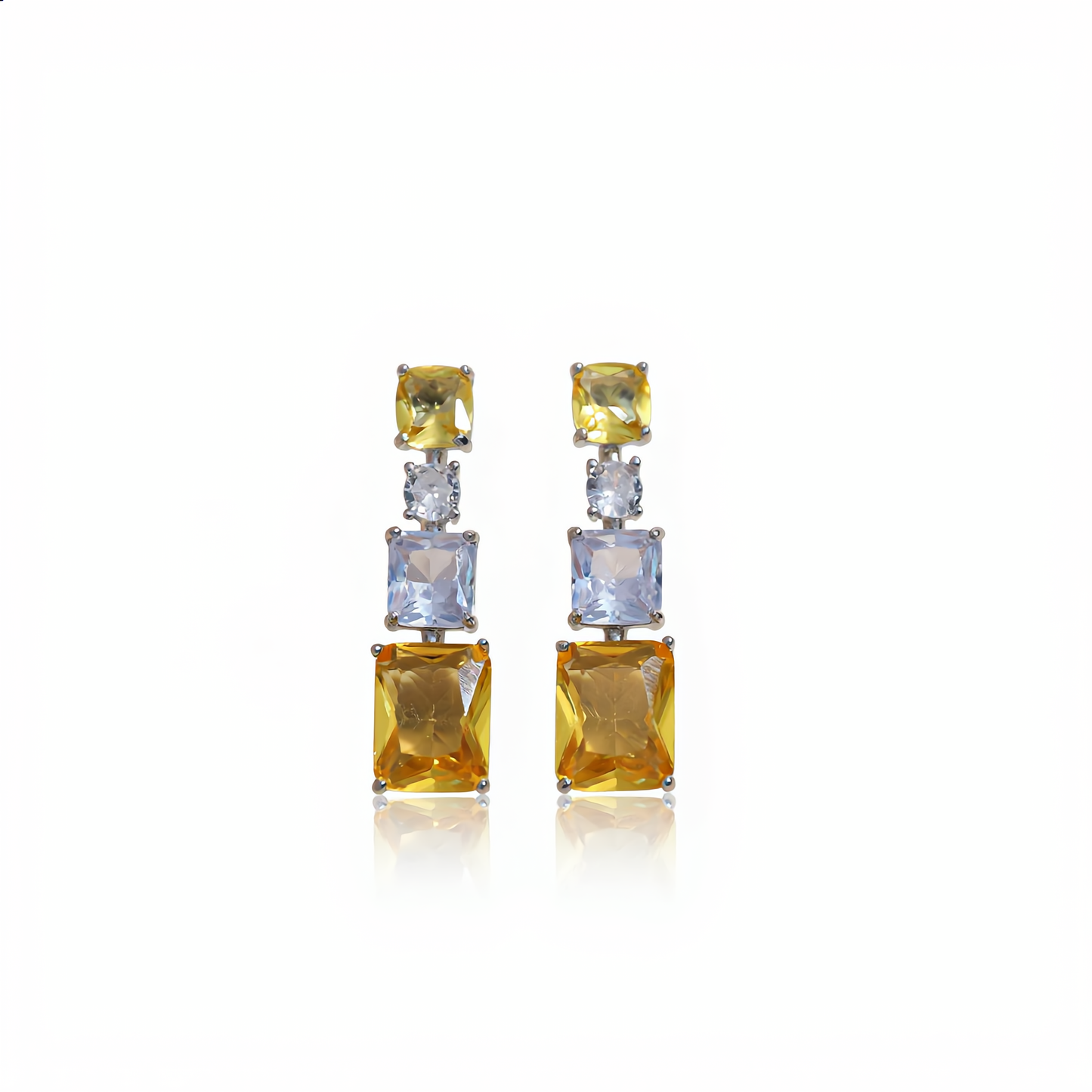 Elegant Geometric Crystal Earrings | Silver