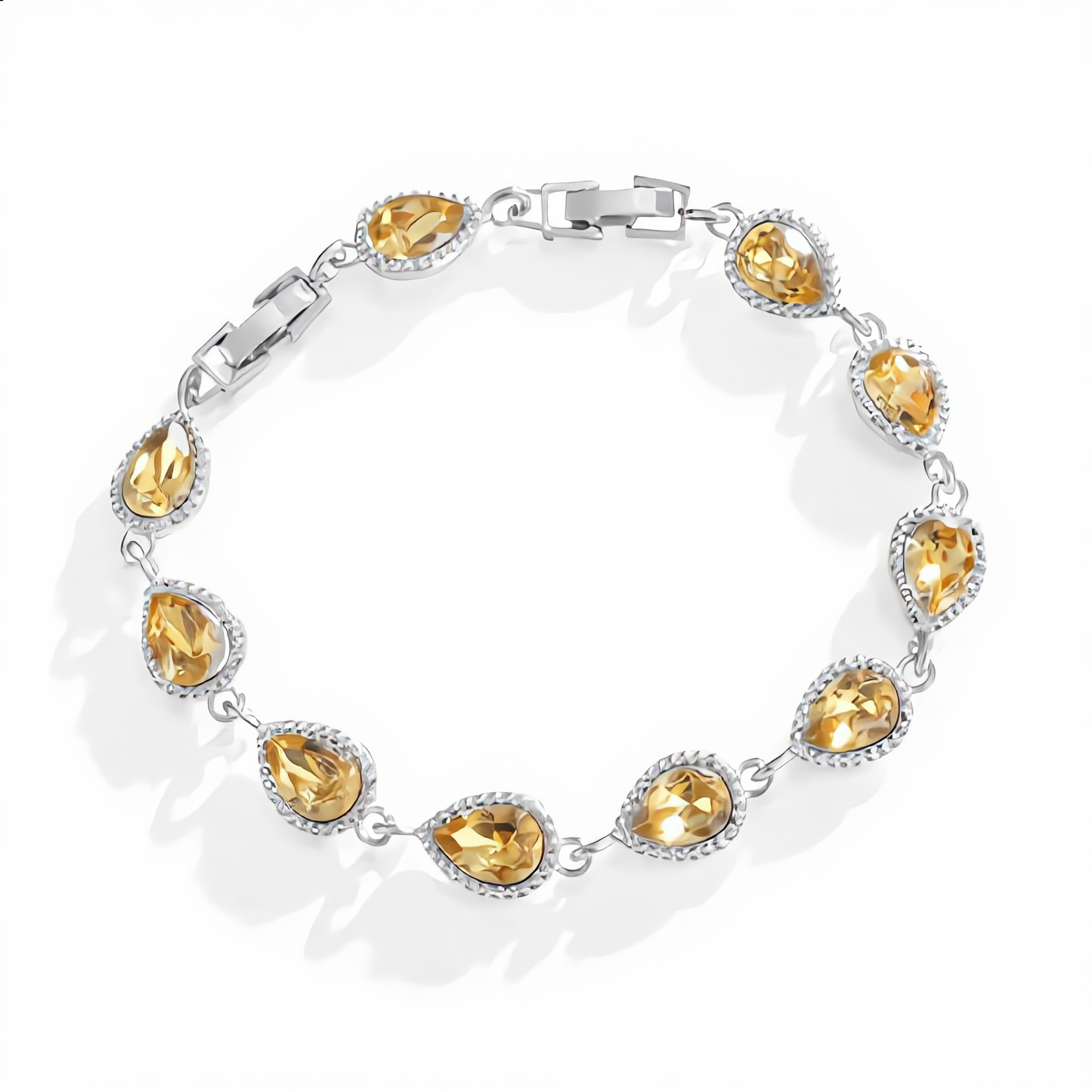 Golden Teardrop Crystal Bracelet | Silver