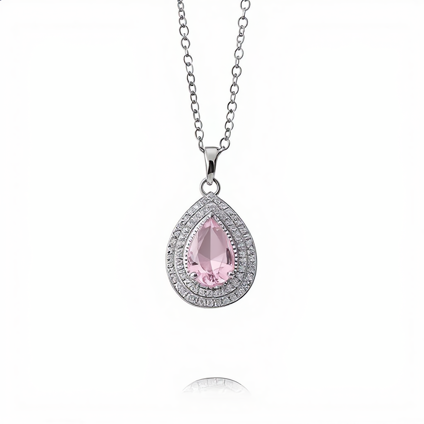Morganite Gemstone Teardrop Necklace | Gold