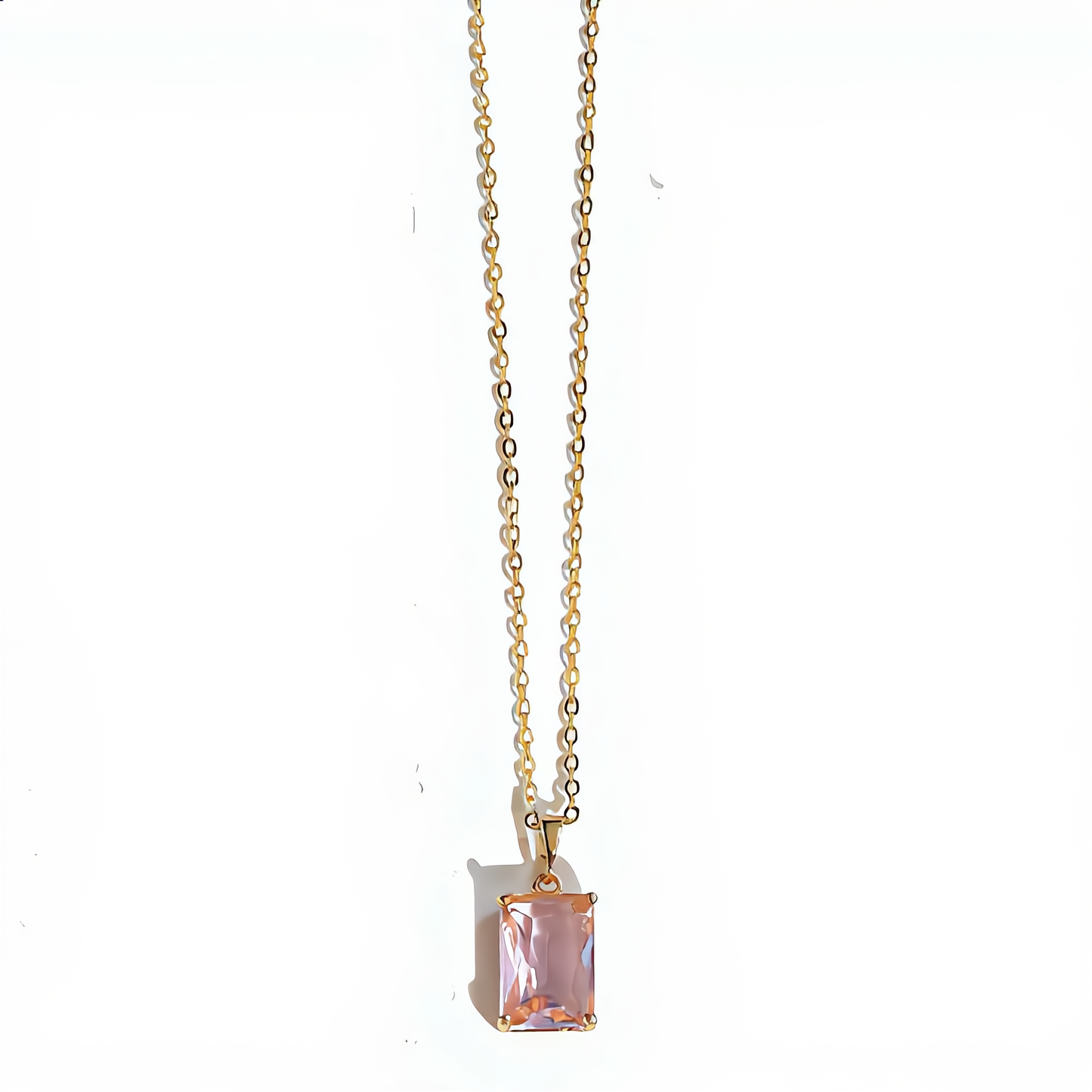 Minimalist Morganite Crystal Necklace | Gold