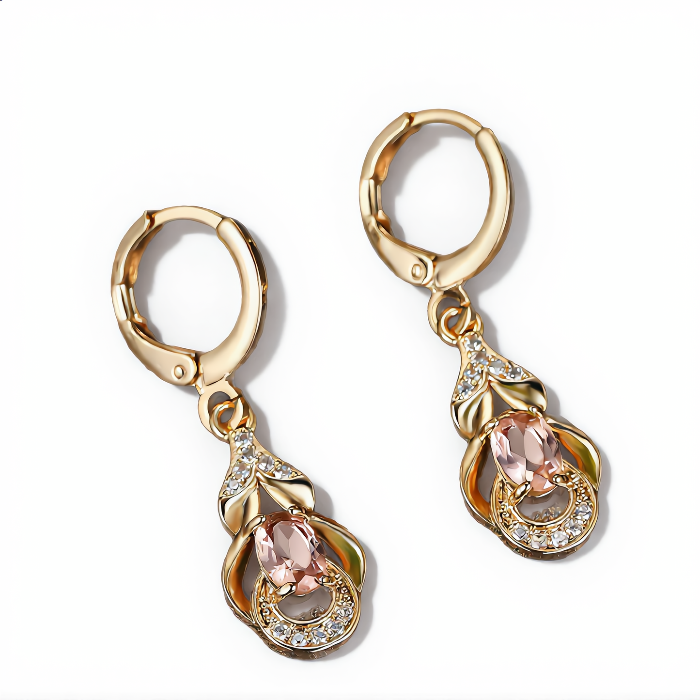 Elegant Morganite Gemstone Earrings | Gold