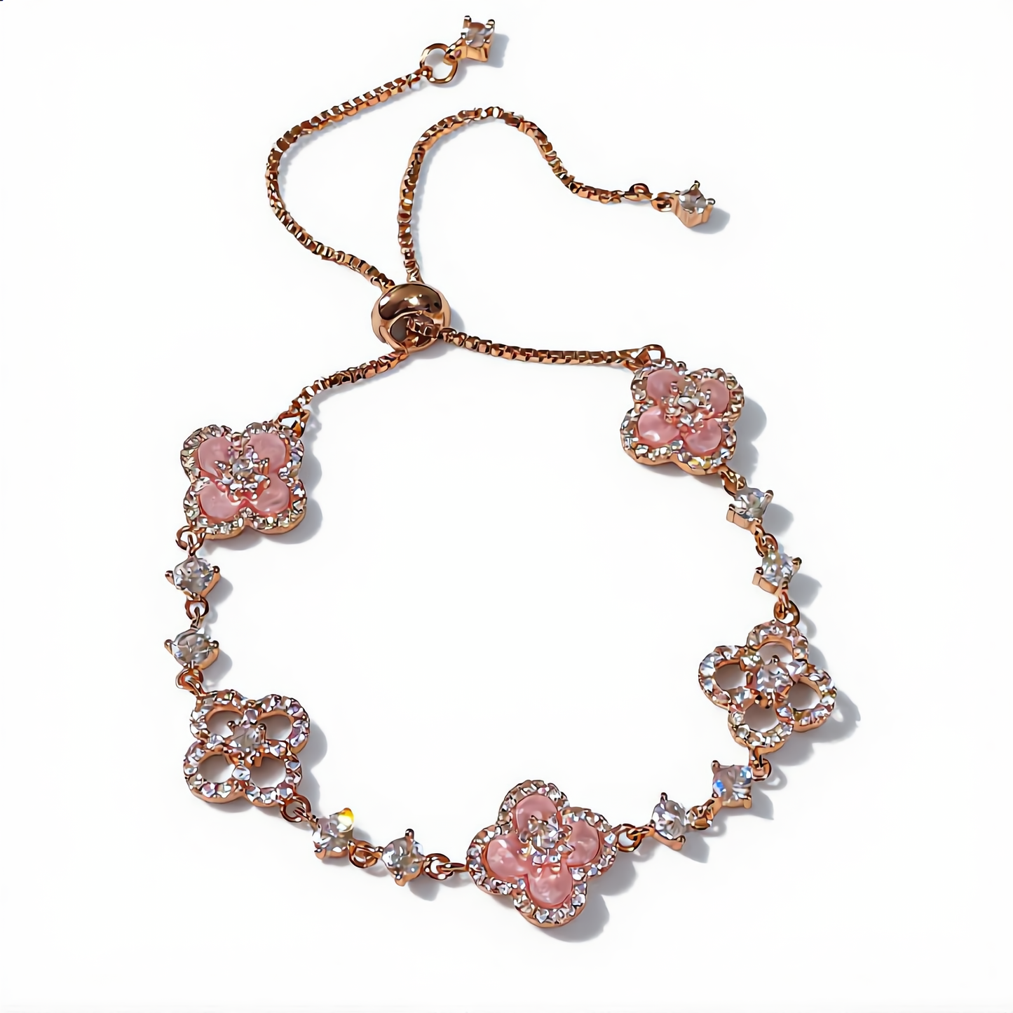 Crystal Flower Bracelet | Rose Gold