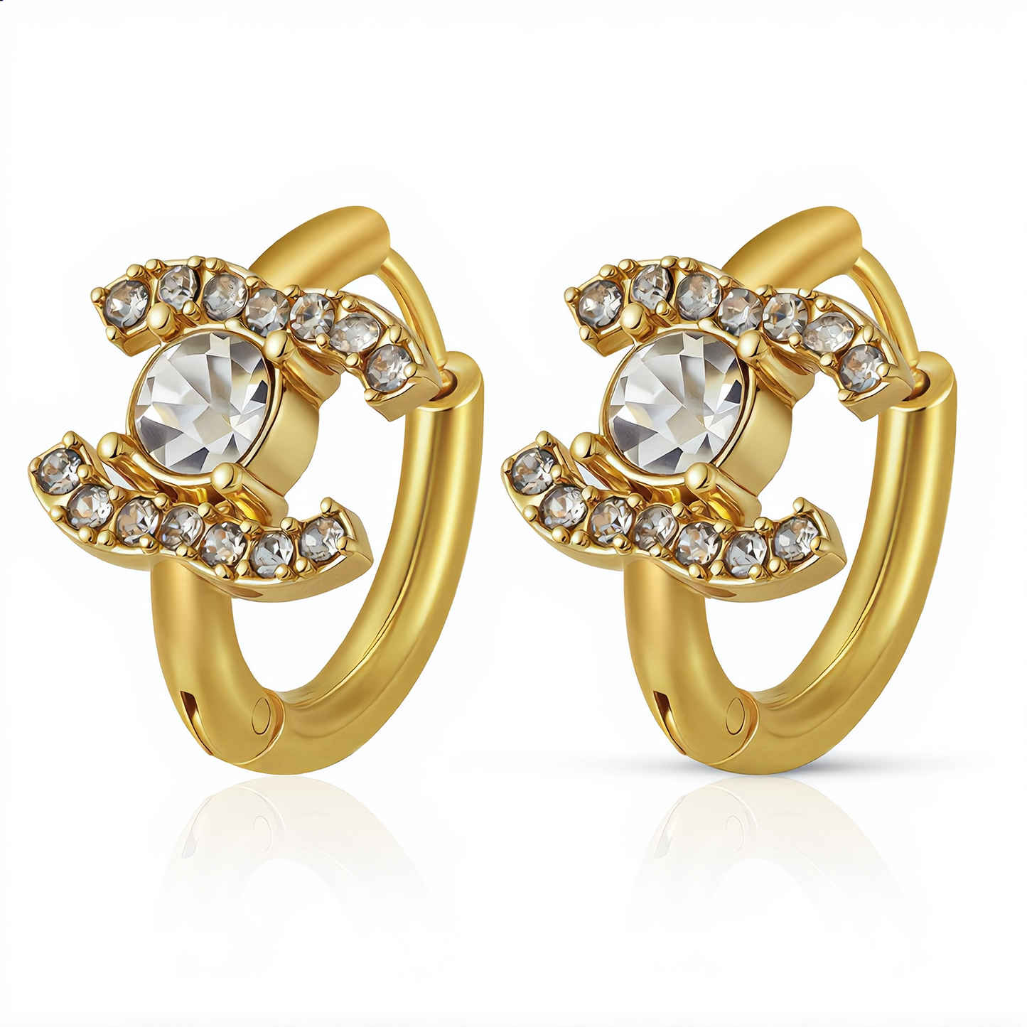 Radiant Crystal Hoop Earrings | Gold