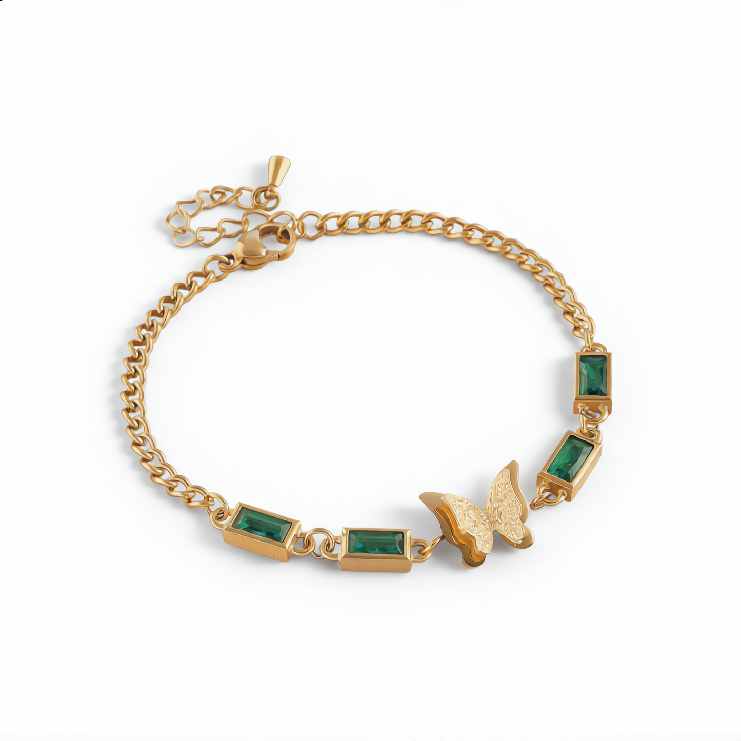 Emerald Butterfly Bracelet | Gold
