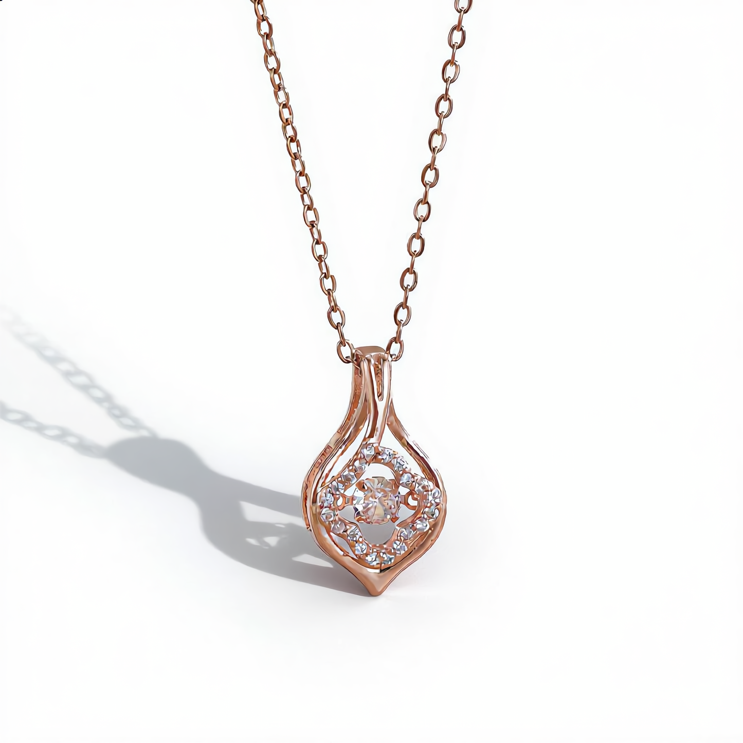 Radiant Teardrop Crystal Necklace | Rose Gold