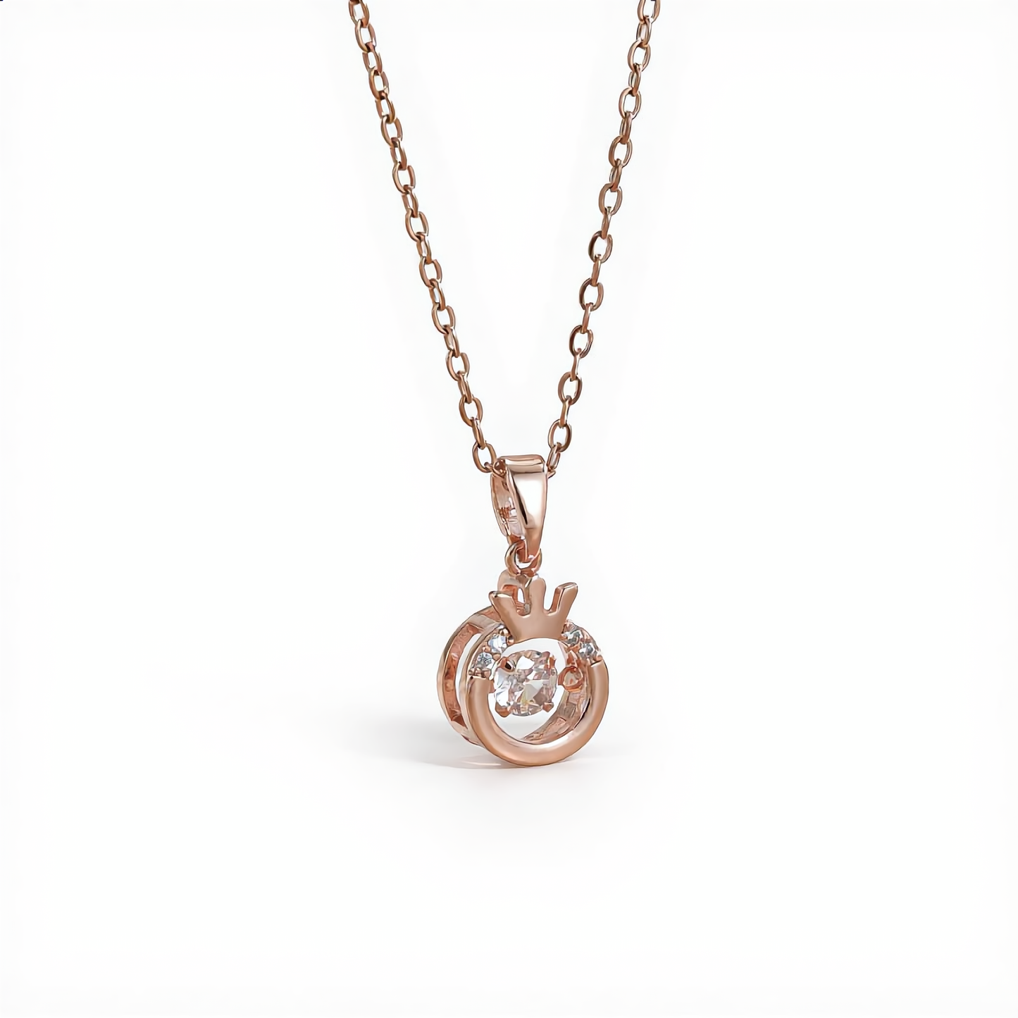 Royal Crown Crystal Necklace | Rose Gold