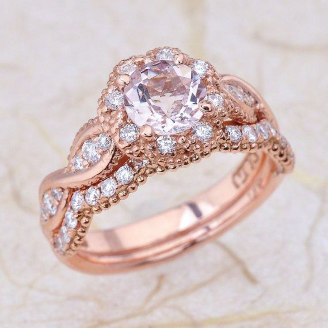 Exotic Rose Crystalline Ring