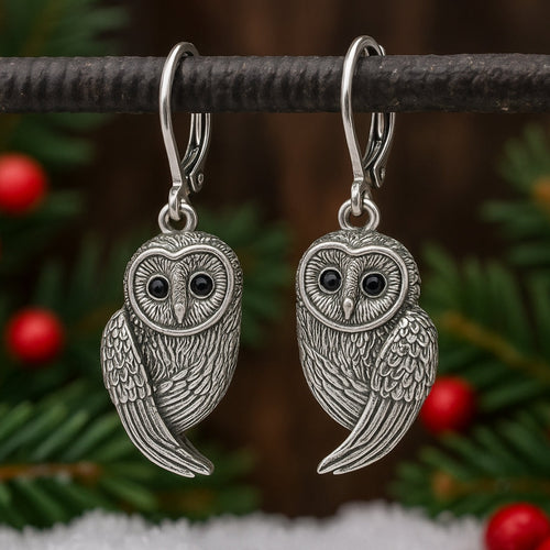 Silver Owl Earrings