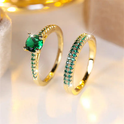 Serena Emerald Duo Ring Set | Gold 18k