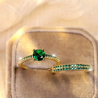 Serena Emerald Duo Ring Set | Gold 18k