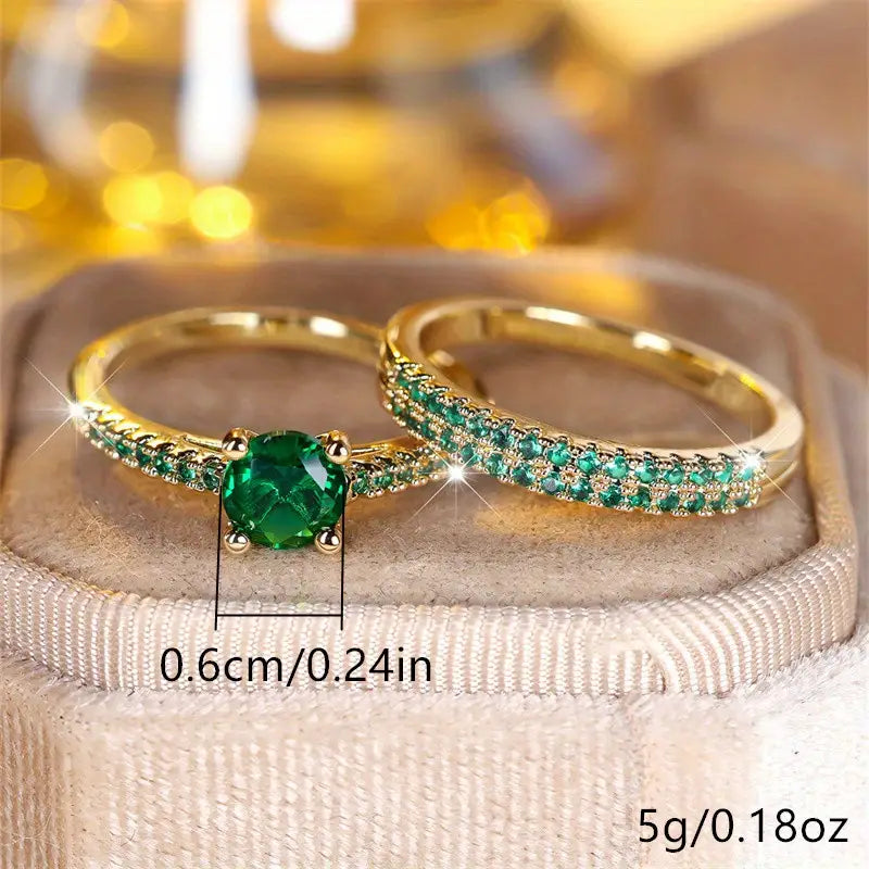 Serena Emerald Duo Ring Set | Gold 18k