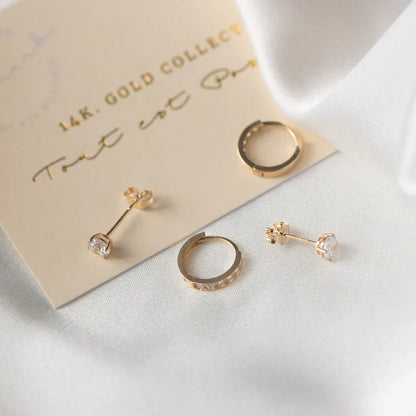 Dara Brillane Stone Earrings Set | Gold 14k