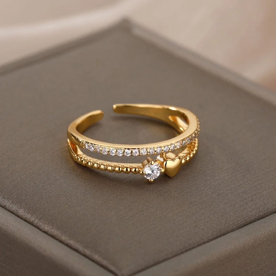 Adjustable Layered Bright Golden Ring