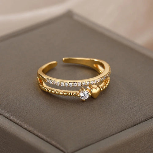 Adjustable Layered Bright Golden Ring