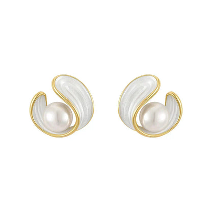 Luxury White Opal Earrings with Pearls in Gold