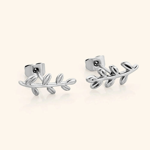 Leaf Silver Stud Earrings