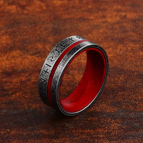 Hammered Warrior Band with Crimson Core
