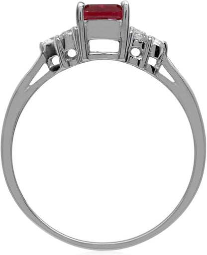 Octagon Cut Ruby Ring | White Gold