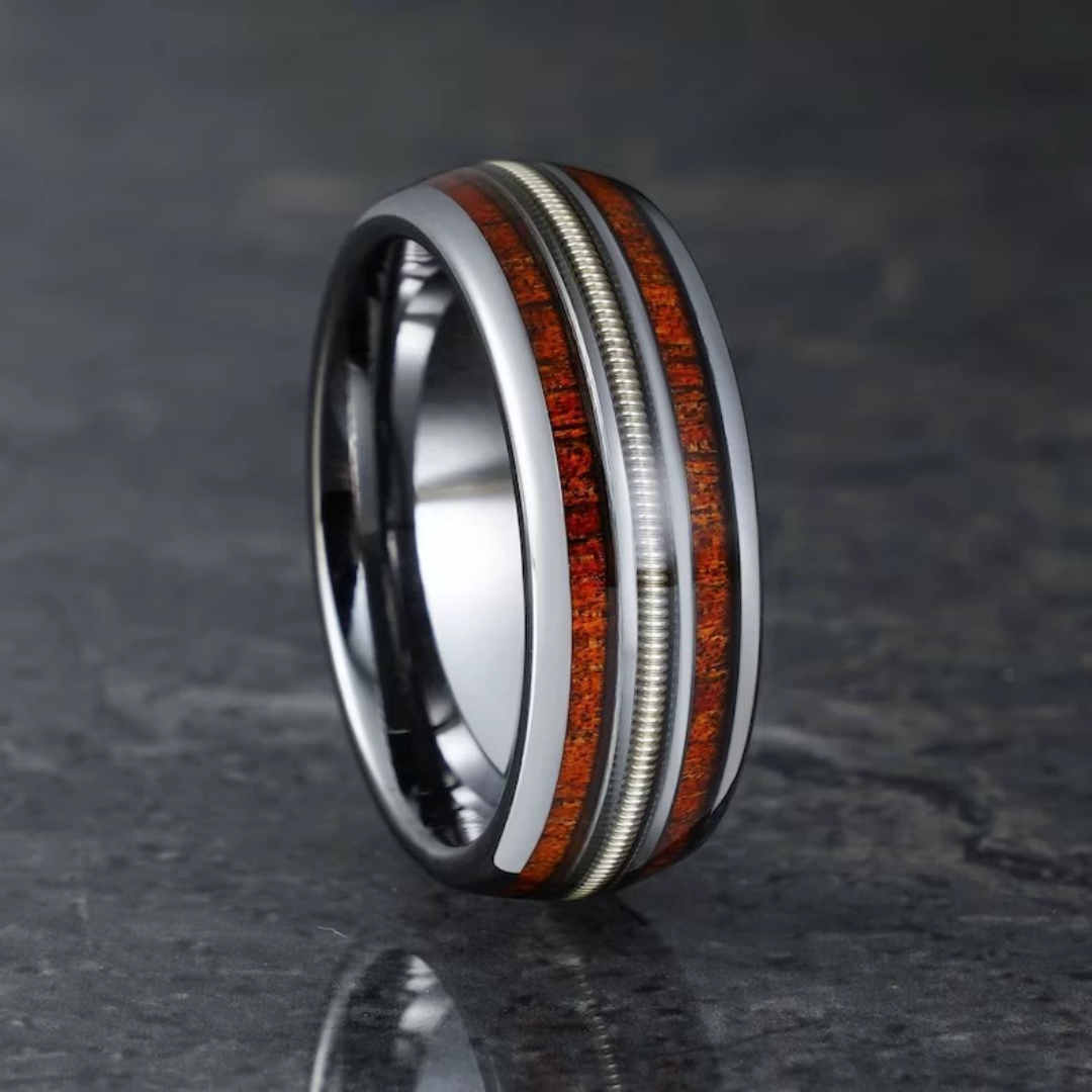 Classic Brushed Dual Inlay Men's Band