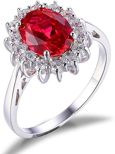 Classic Ruby Halo Ring | White Gold