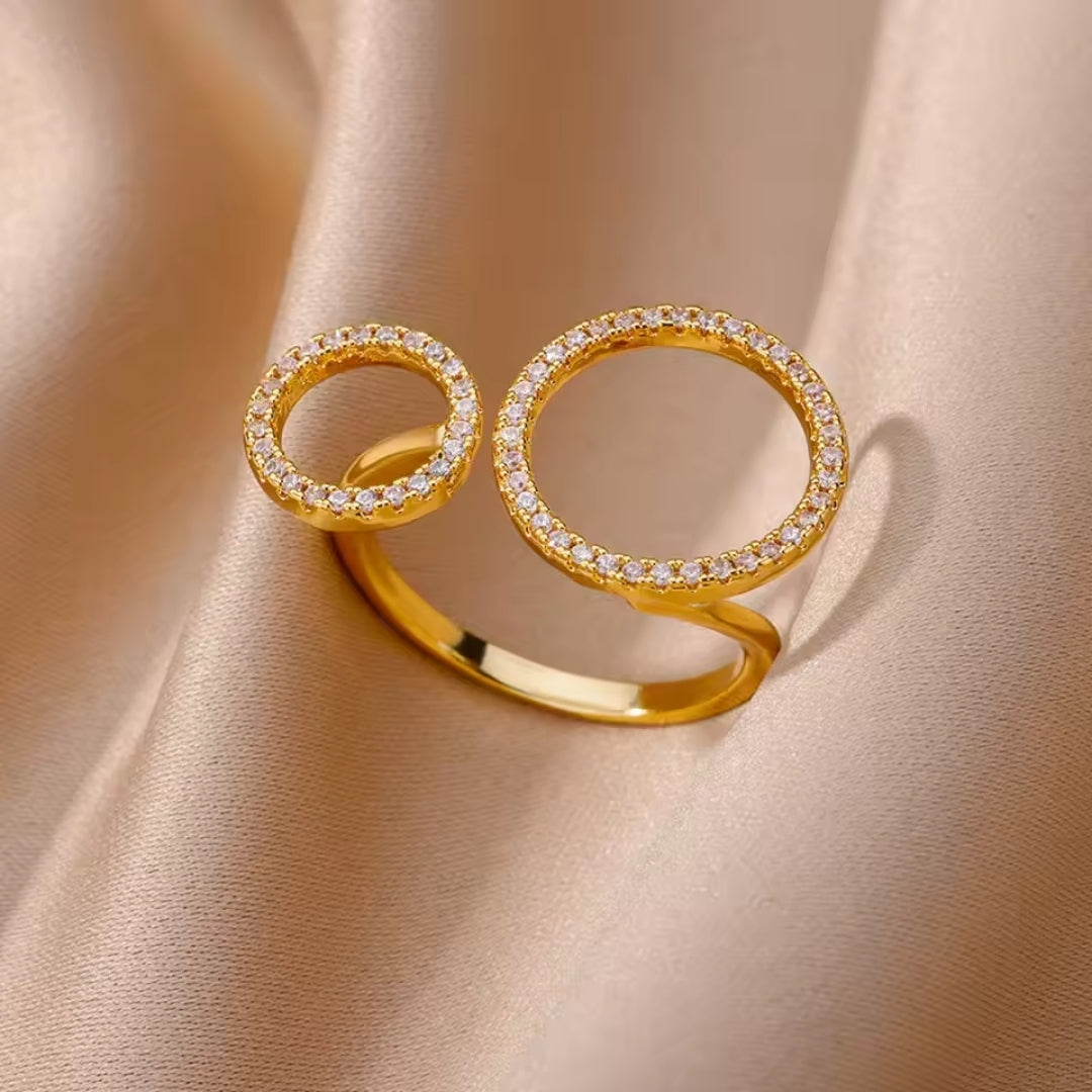 Adjustable Bright Circles Golden Ring