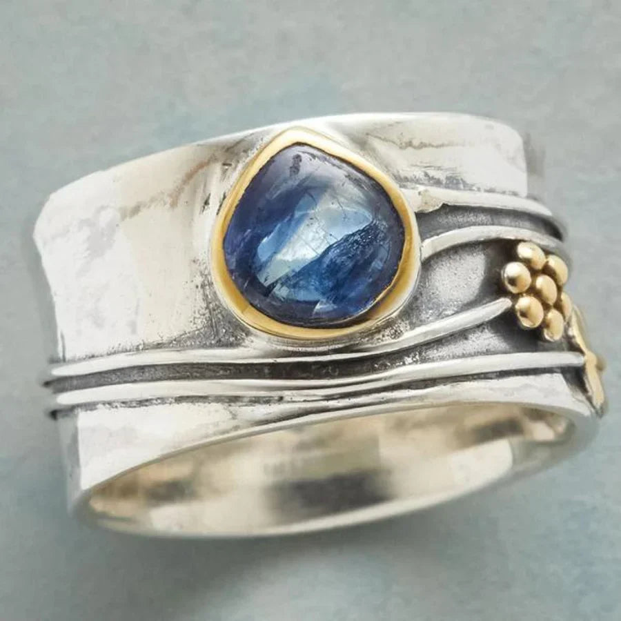 Bohemian Gemstone Meditation Ring | White Gold